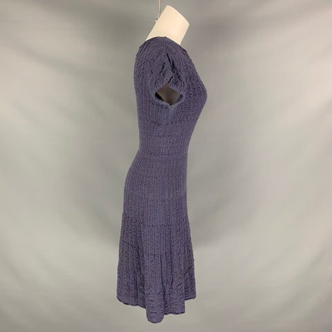 M MISSONI Size 8 Purple Merino wool blend Textured A-Line Dress