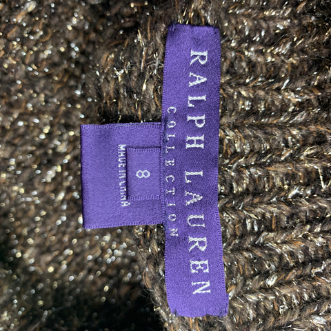 RALPH LAUREN Purple Label Size 8 Gold & Brown Knitted Cashmere Blend Coat