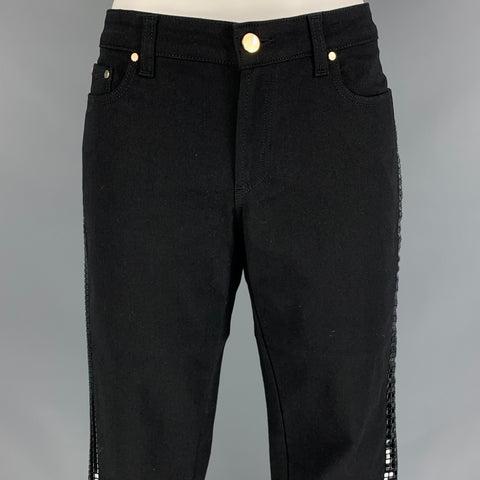 VERSACE COLLECTION Size 30 Black Cotton Blend Studded Skinny Casual Pants