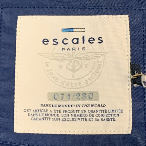ESCALES Size M Blue Cotton Double Breasted Embossed Buttons Jacket