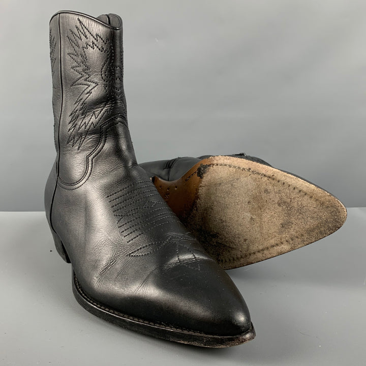 VALENTINO Size 10 Black Leather Western Boots