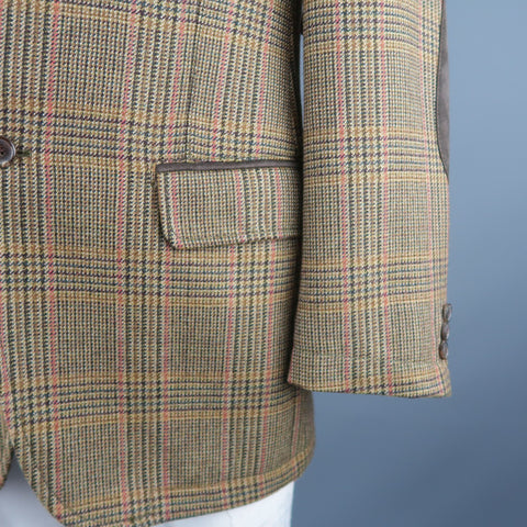 VALENTINO 40 Regular Olive Plaid Wool Sport Coat