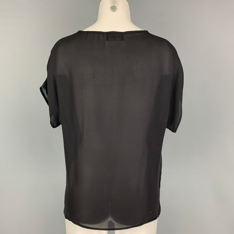 EMPORIO ARMANI Size 6 Black White Print Blouse