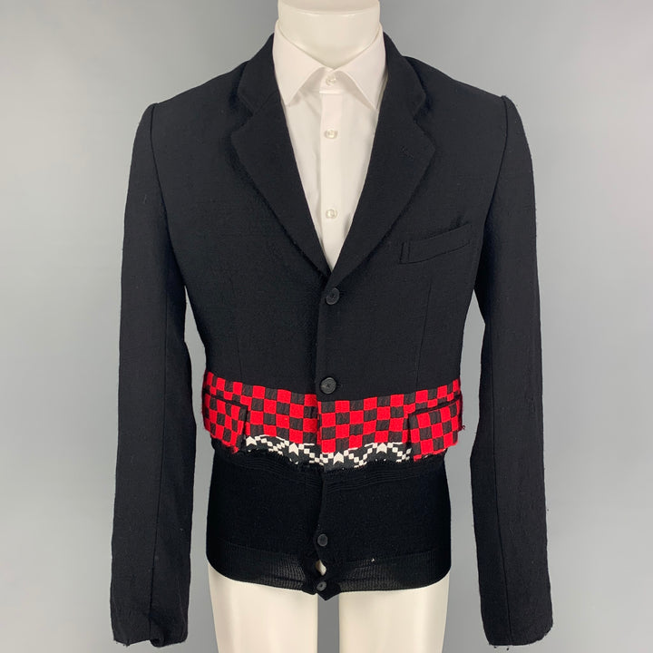HAIDER ACKERMANN Size 38 Black Mixed Fabrics Wool Notch Lapel Sport Coat