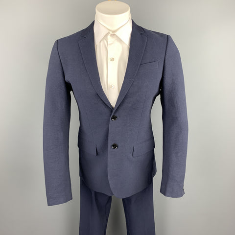 BURBERRY LONDON Size 36 Navy Seersucker Cotton Notch Lapel Suit