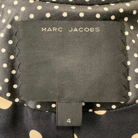 MARC JACOBS Size 4 Black & White Silk Blend Polka Dot Belted Trench Coat