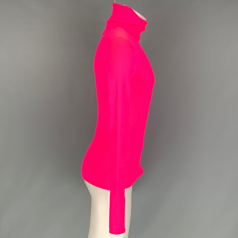 BALENCIAGA Size M Pink Ribbed Polyamide Turtleneck Pullover