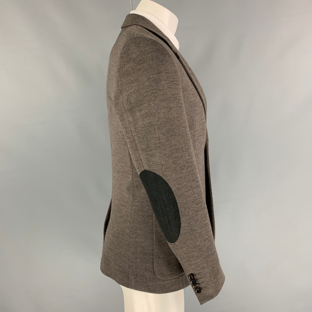 BURBERRY LONDON Size 38 Taupe Black Knit Cotton Blend Sport Coat