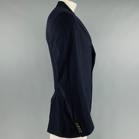 POLO by RALPH LAUREN Size 42 Long Navy Stripe Wool Notch Lapel Sport Coat