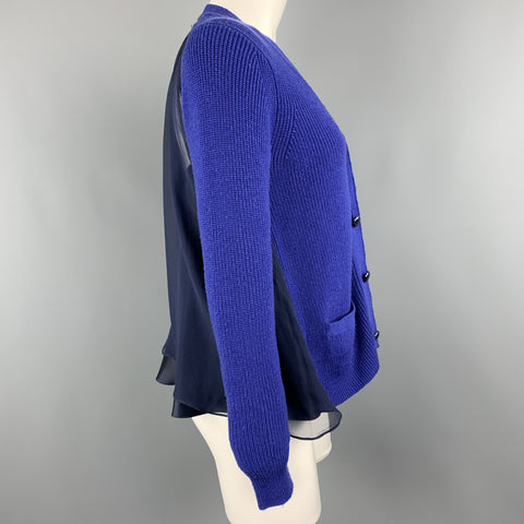 SACAI Taille M Bleu Mousseline Camisole Dos Cardigan