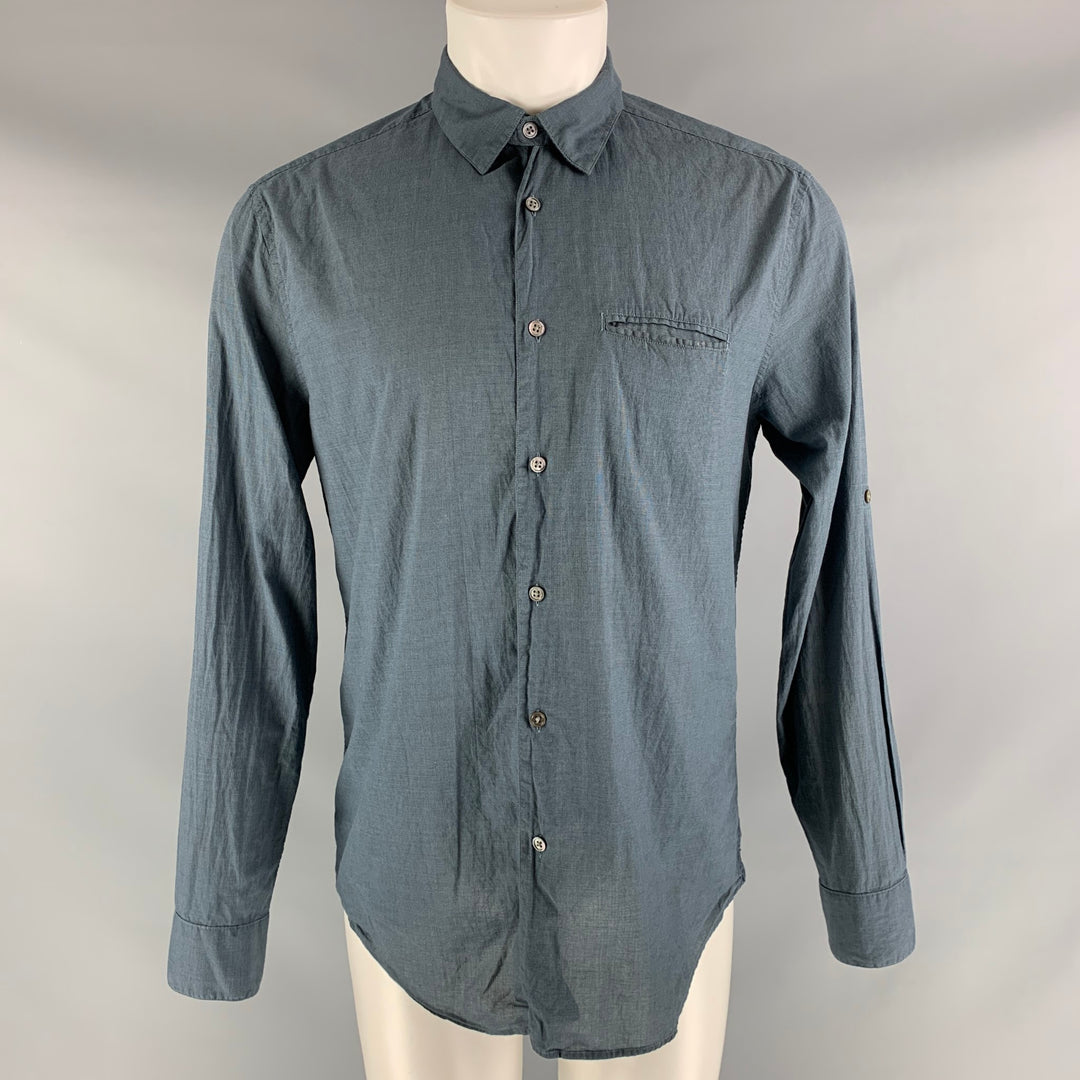 JOHN VARVATOS Size M Slate Cotton Button Down Long Sleeve Shirt