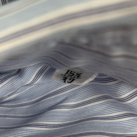 KITON Size M Blue Navy Stripe Cotton Long Sleeve Shirt