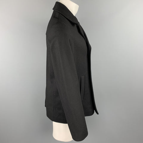 SAMUJI Caban double boutonnage en laine noire Taille 40