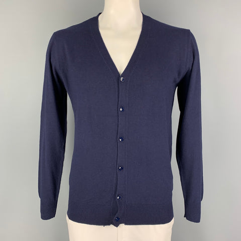 KITON Size L Navy Cashmere Silk V-Neck Cardigan