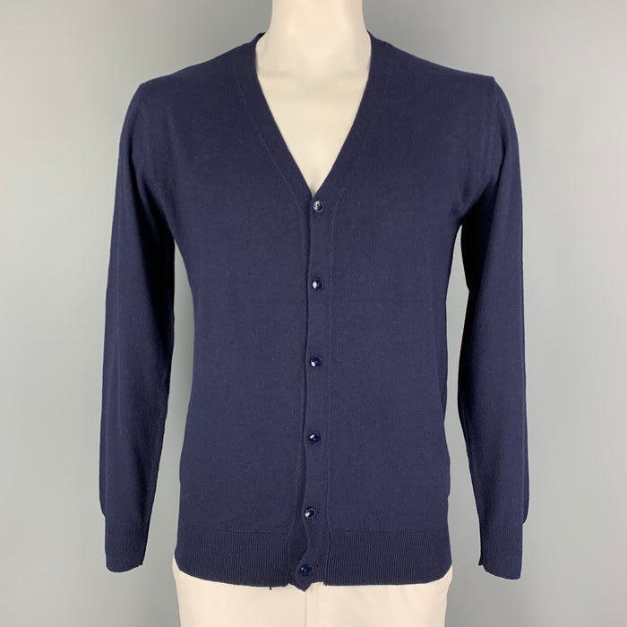KITON Size L Navy Cashmere Silk V-Neck Cardigan