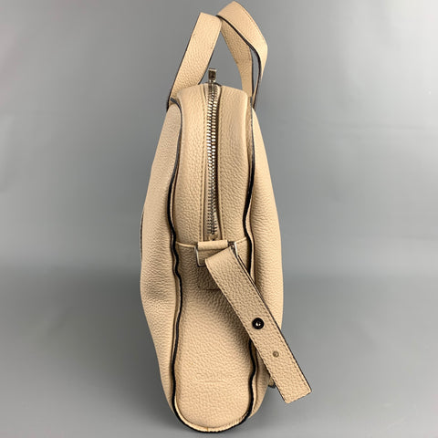 CALVIN KLEIN COLLECTION Beige Pebble Grain Leather Cross Body Handbag