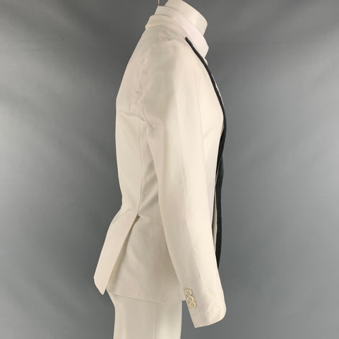DSQUARED2 Size 38 Off White Grey Solid Cotton Silk Sport Coat
