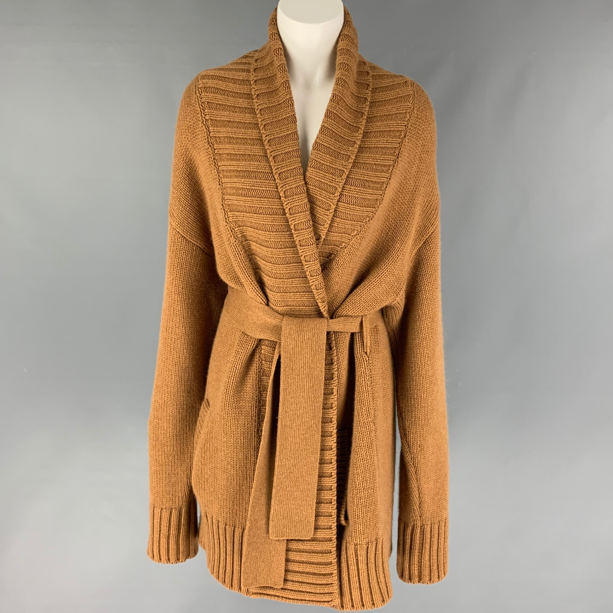 Shawl collar outlet belted cardigan