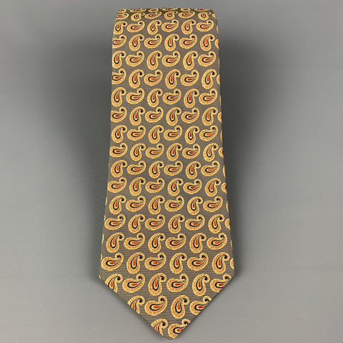 KITON Black Gold Paisley Silk Tie