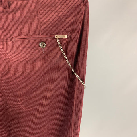 THE KOOPLES Size 34 Burgundy Corduroy Cotton Dress Pants
