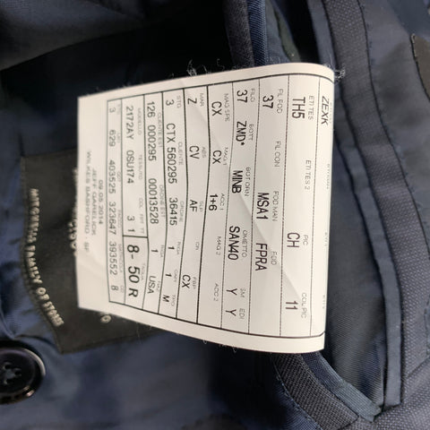 ERMENEGILDO ZEGNA Size 40 Navy Wool Double Breasted Custom Suit