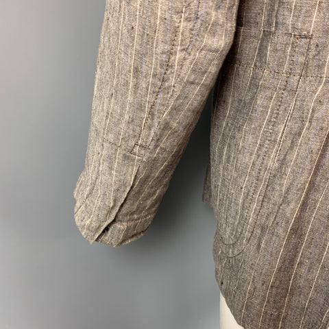 MESSAGERIE Size 38 Grey & Cream Stripe Linen Sport Coat