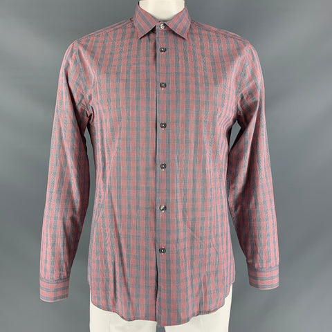 PAUL SMITH Size L Red & Black Checkered Cotton Long Sleeve Shirt