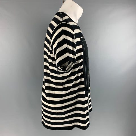 R13 Size S Black White Stripe Cotton / Cashmere Short Sleeve T-shirt