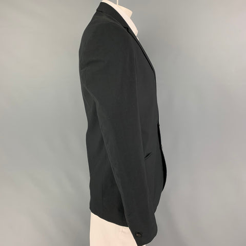 LABEL UNDER CONSTRUCTION Size 42 Black Cotton Single Breasted Sport Coat