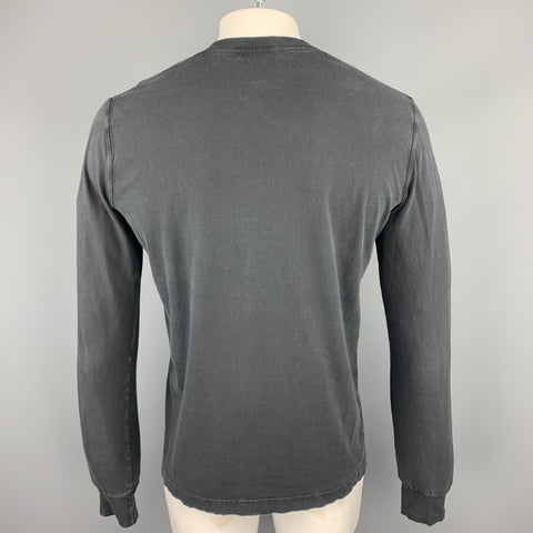 DSQUARED2 Size L Black Washed Jersey Distressed Long Sleeve T-shirt