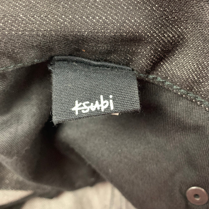 KSUBI Talla 34 Vaqueros rectos con bragueta de botones de algodón negro