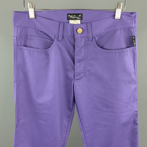 AGNES B. Size 30 Purple Cotton Blend Casual Pants