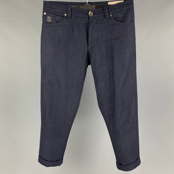 BRUNELLO CUCINELLI Size 30 Navy Lana Wool Casual Pants