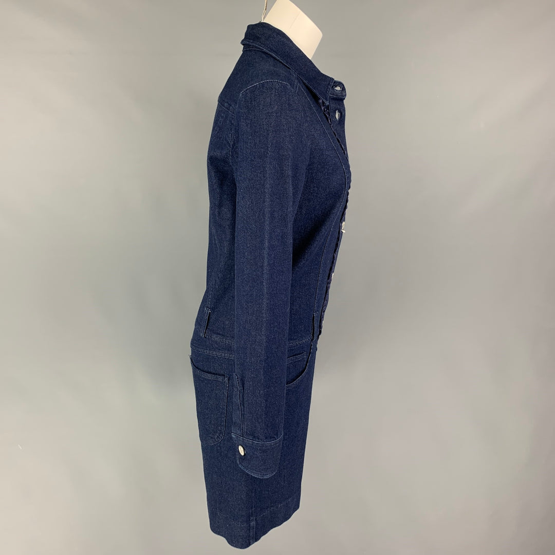 SEE By Chloe Size 8 Indigo Dark Blue Cotton Denim Jumpsuit