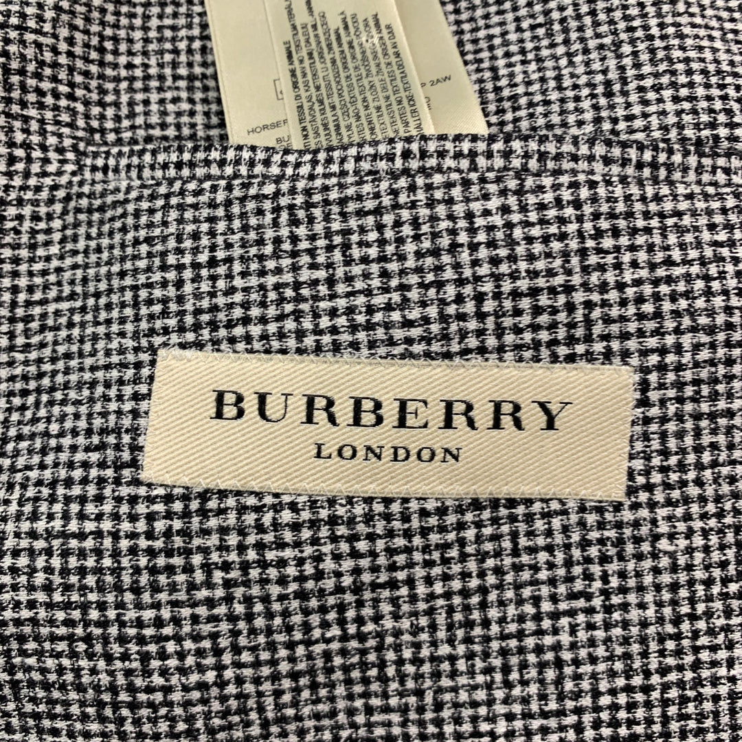 BURBERRY LONDON Size 42 Black White Houndstooth Cotton Blend Sport Coat