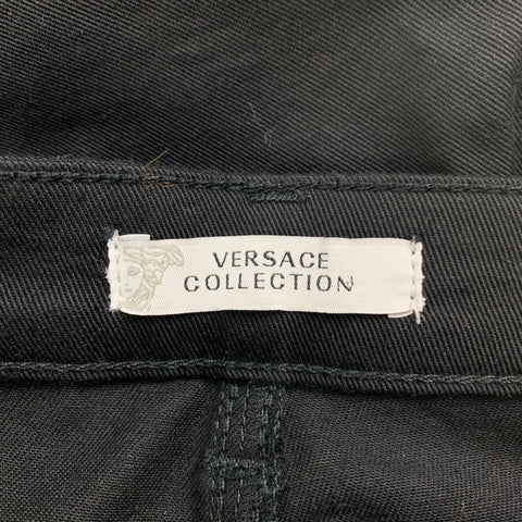 VERSACE COLLECTION Size 30 Black Cotton Blend Studded Skinny Casual Pants