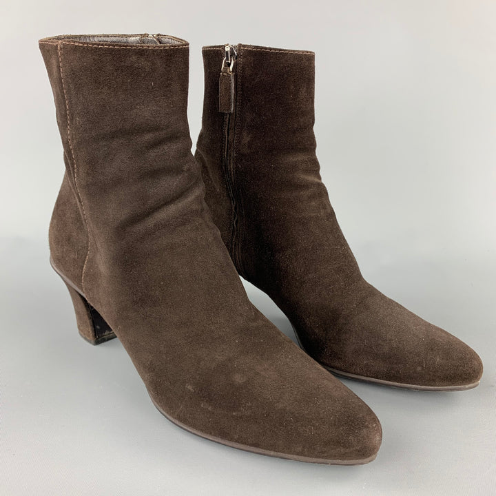 PRADA Size 9.5 Brown Suede Ankle Boots
