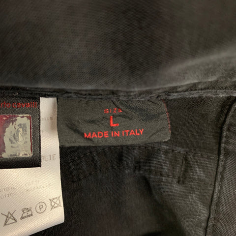 ROBERTO CAVALLI Size L Black Cotton Utility Casual Pants