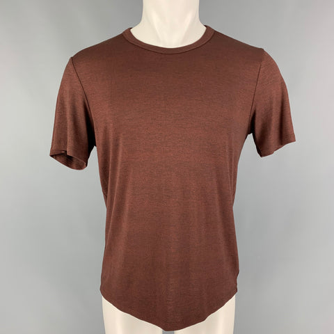 THEORY Size M Burgundy Black Heather Modal Blend Crew-Neck T-shirt