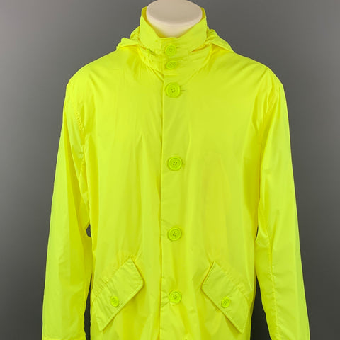 OPENING CEREMONY Size M Neon Yellow Logo Nylon Hooded Raincoat