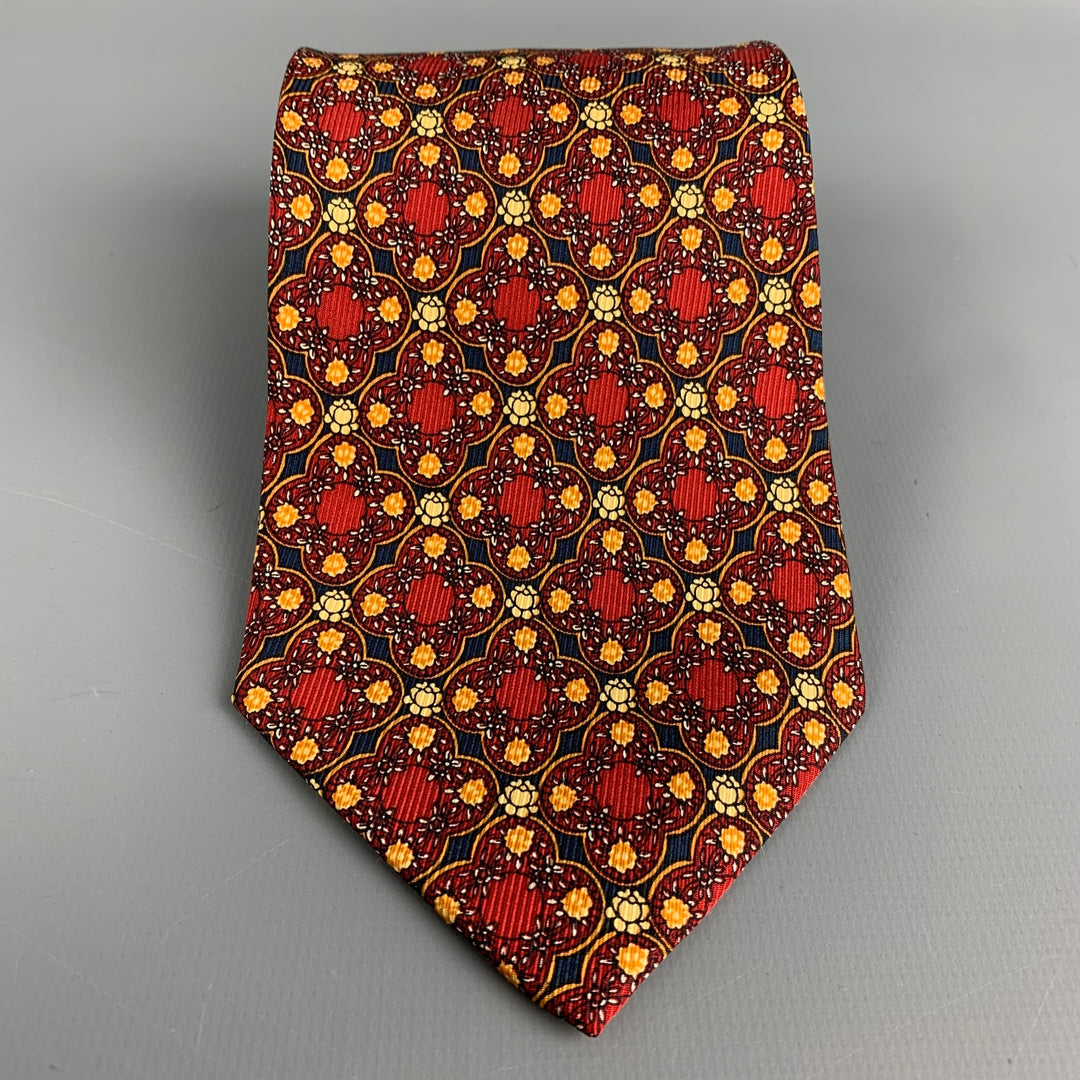 YVES SAINT LAURENT Shinsegoe's Multi-Color Abstract Floral Silk Tie