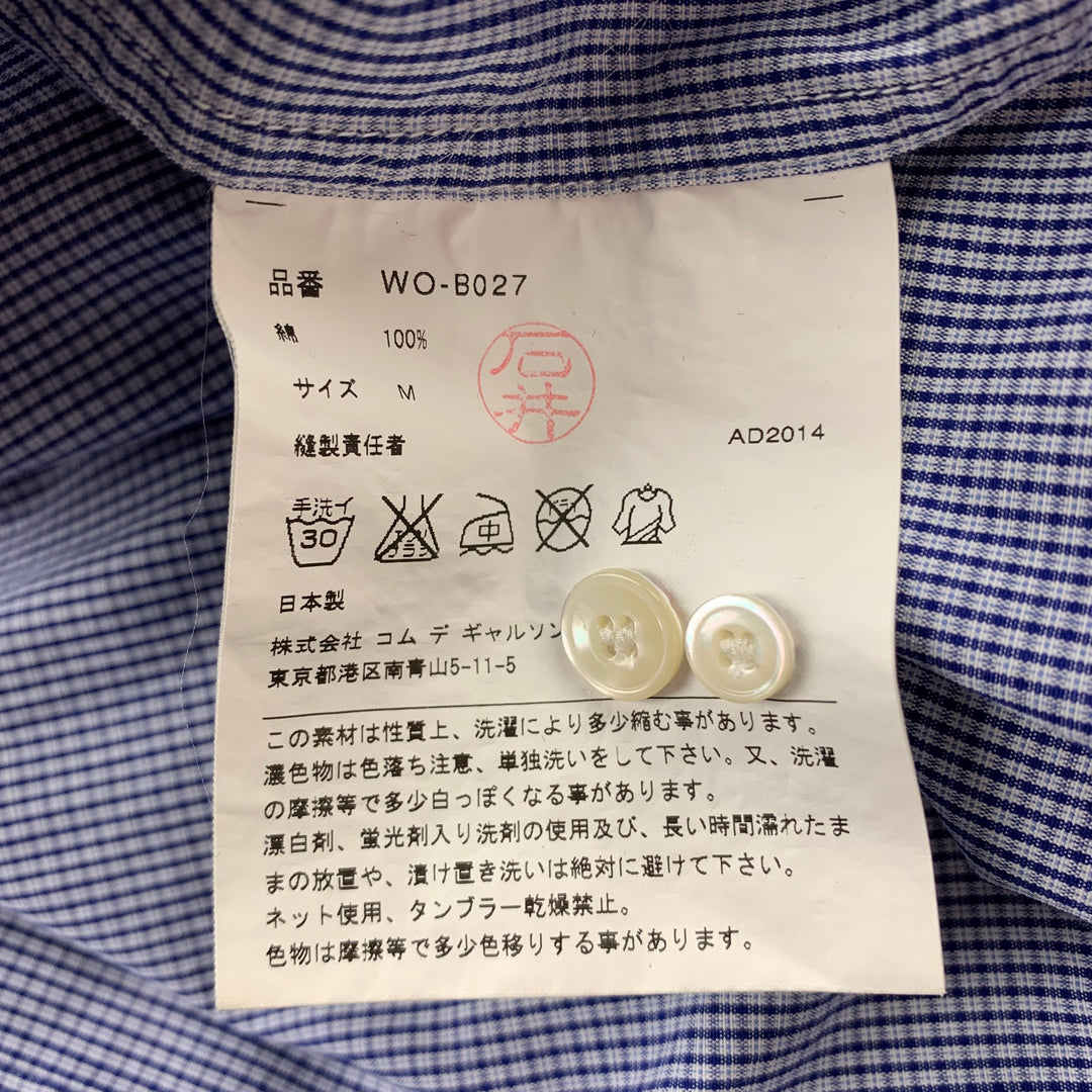 JUNYA WATANABE Camisa de manga larga con botones de algodón a cuadros azul marino y blanco talla M