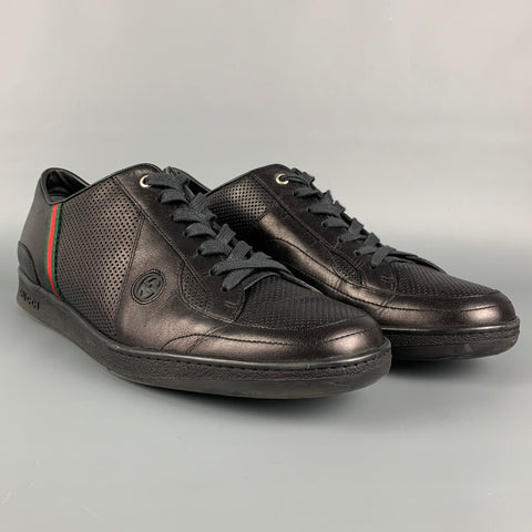GUCCI Talla 12 Zapatillas bajas de cuero perforado negro