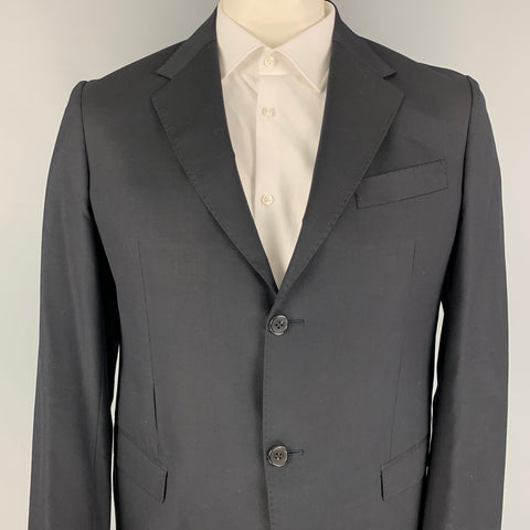 MARNI Size 44 Black Virgin Wool Notch Lapel Sport Coat