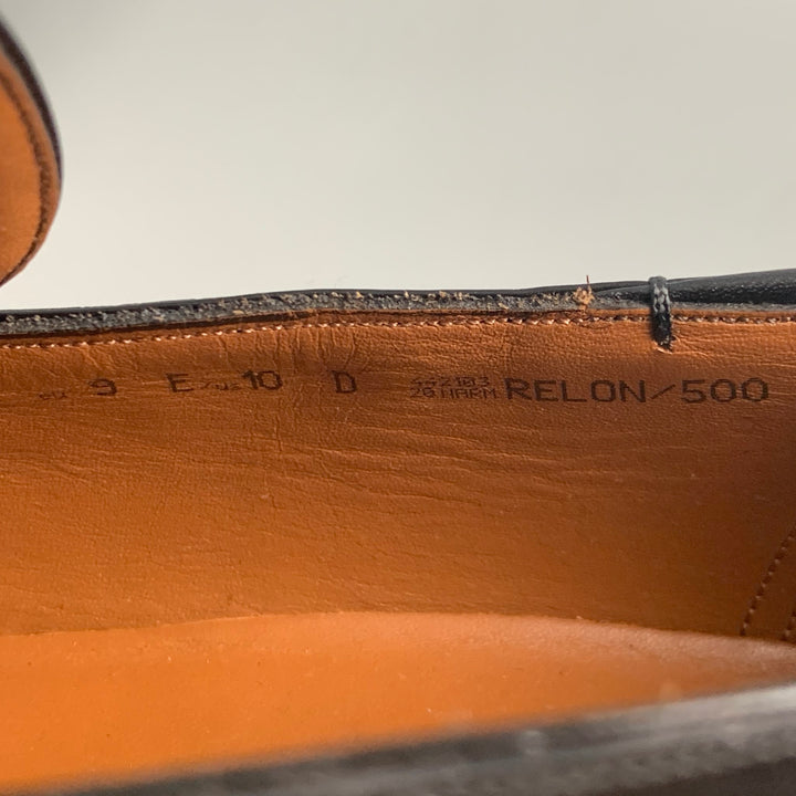 BALLY Size 10 Black Leather Penny Relon Loafers