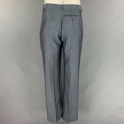 PAUL SMITH Size 46 Navy & White Mohair Blend Single Breasted Suit