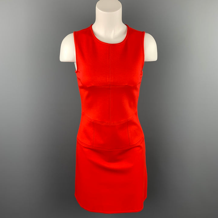 TIBI Size 2 Coral Jersey Viscose Blend A-Line Sleeveless Dress