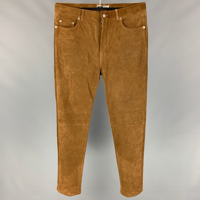 SAINT LAURENT Size 30 Brown & Tan Suede Casual Pants
