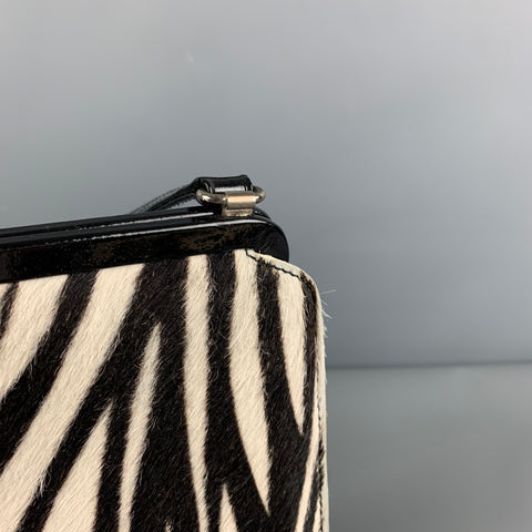 LAMBERTSON TRUEX Black White Zebra Pony Hair Top Handles Handbag
