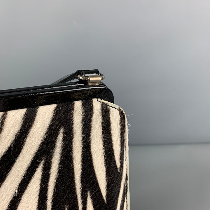 LAMBERTSON TRUEX Black White Zebra Pony Hair Top Handles Handbag